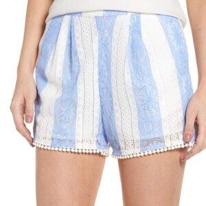 J.O.A Blue & White Stripe Lace Shorts | Size L